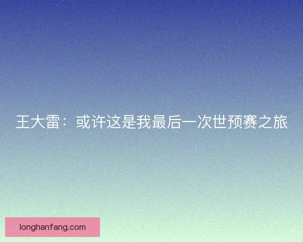 王大雷：或许这是我最后一次世预赛之旅
